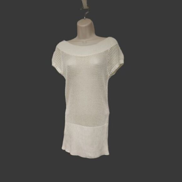 Sweeter Project Eyelet Cap Sleeve  Ivory Sweater  Size  M - Picture 1 of 8